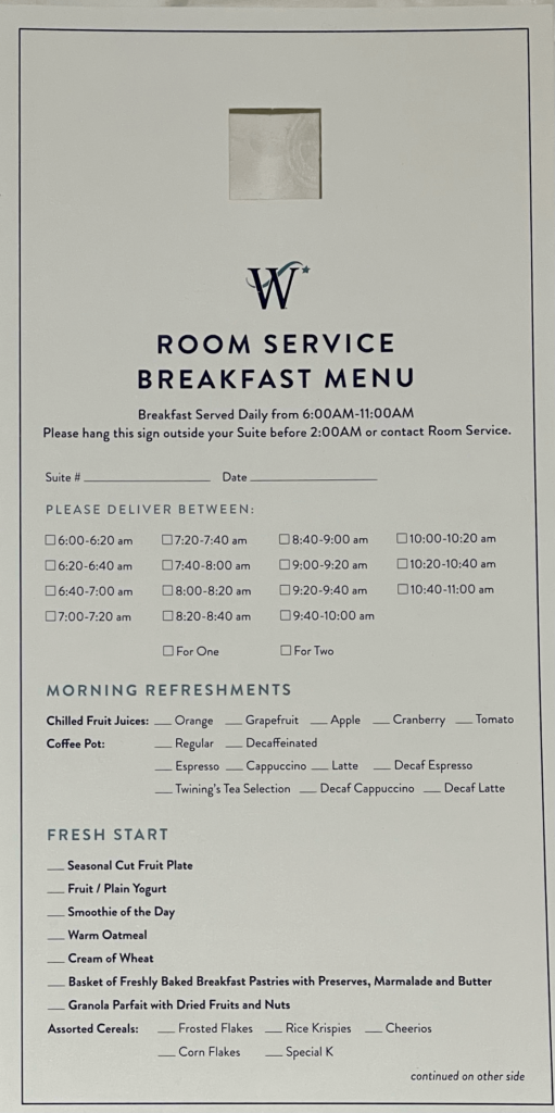 Windstar Cruises Room service guide | The Boutique Cruiser