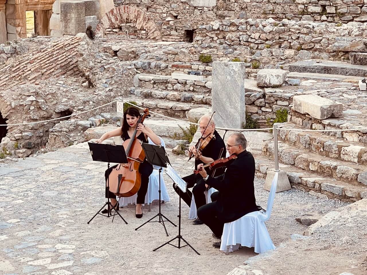 Three members of the Aegean Chamber Orchestra