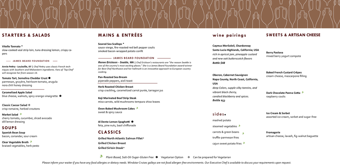 Amphora Dinner Menu 1