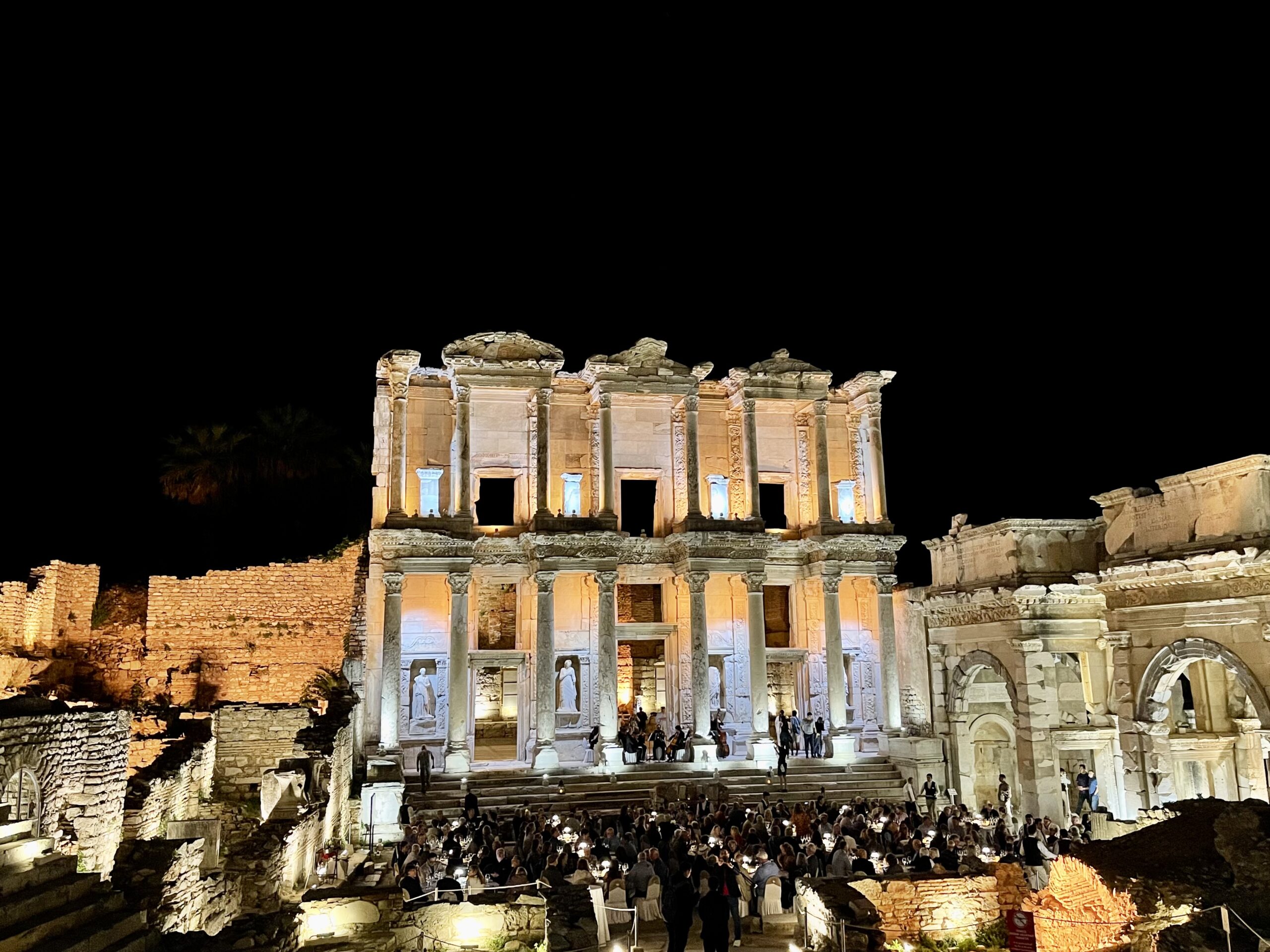 Windstar Destination Event - An Evening in Ephesus, with the library of Celsus in the background 