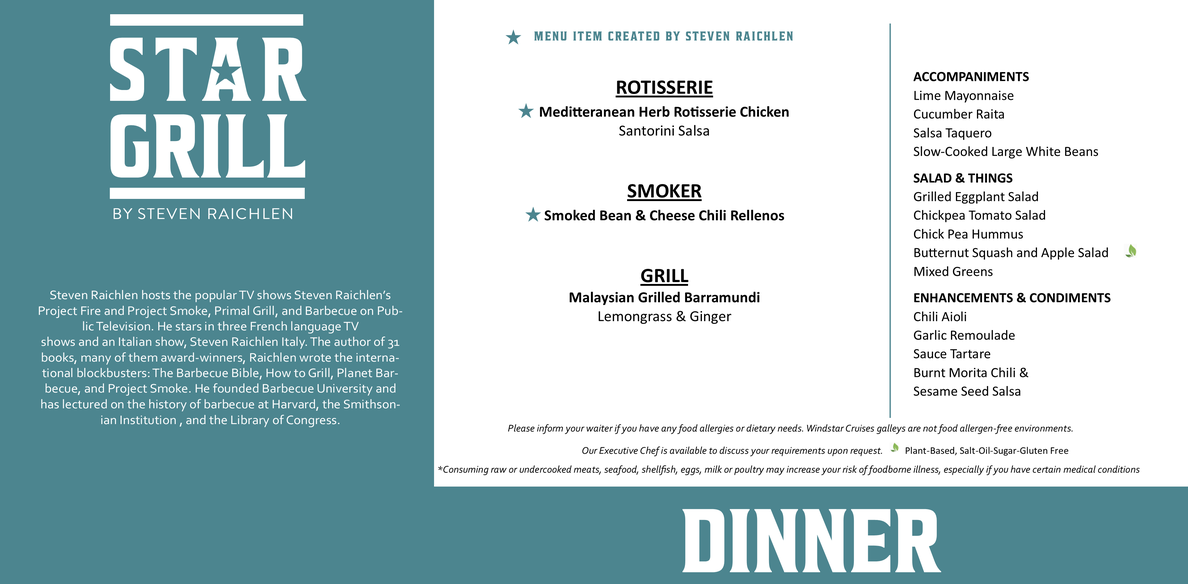 Star Grill Dinner 4 Menu