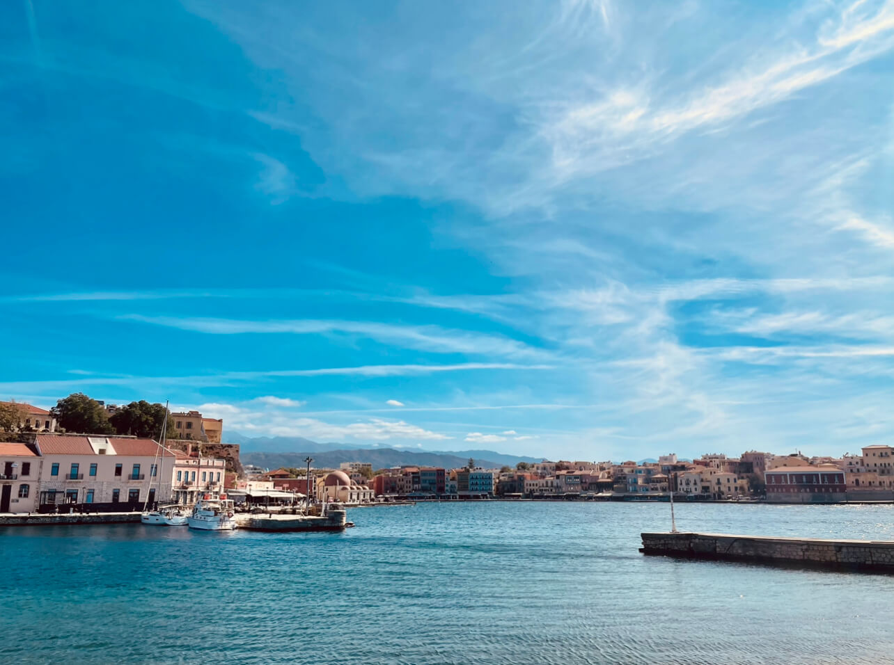 Looking back at the Old Town of Chania