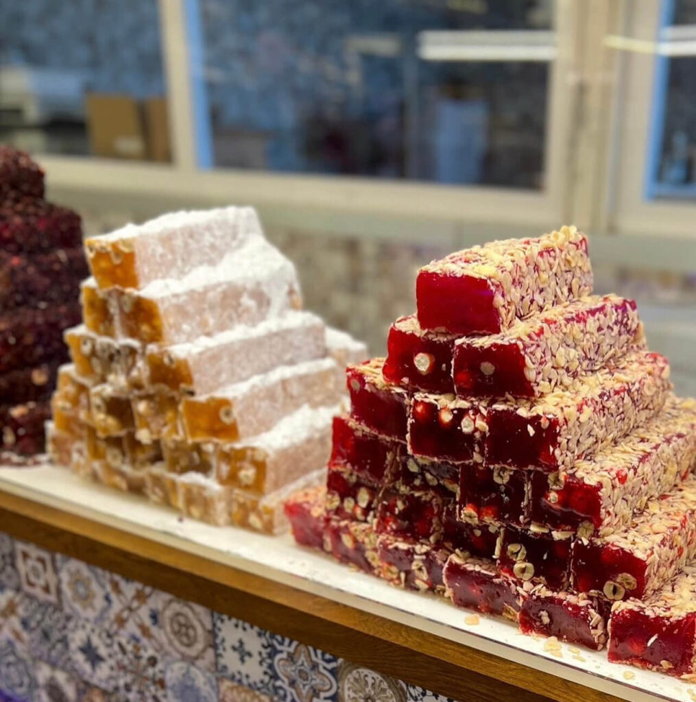 Freshly prepared Turkish delight